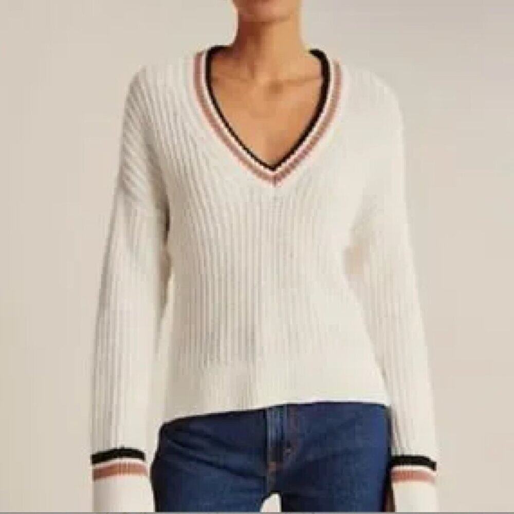 Abercrombie & Fitch Easy Tipped V-Neck Sweater | XS Quiet luxury minimalist